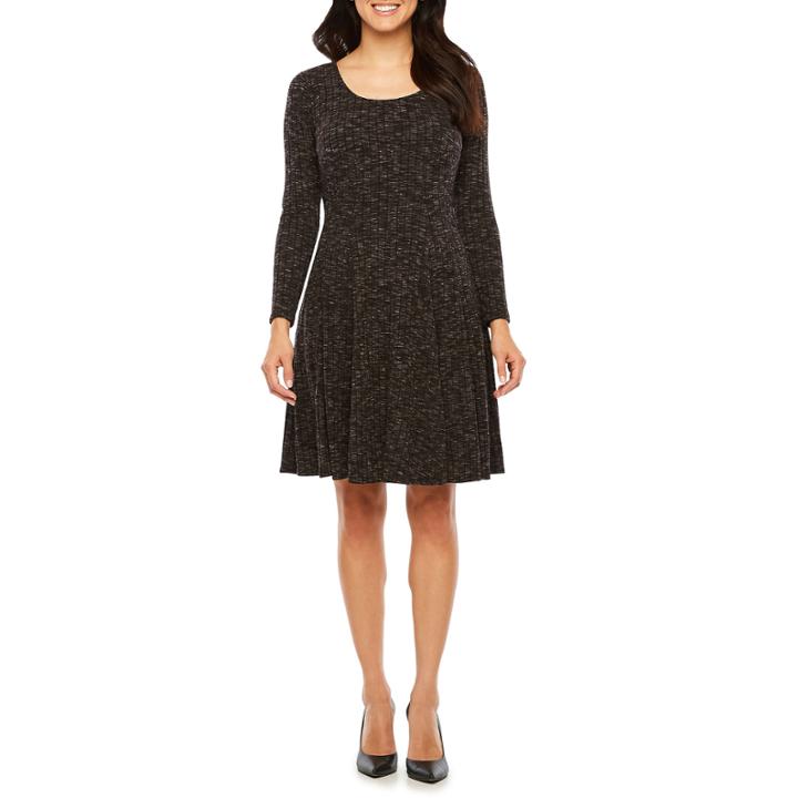 Rabbit Design Long Sleeve Fit & Flare Dress