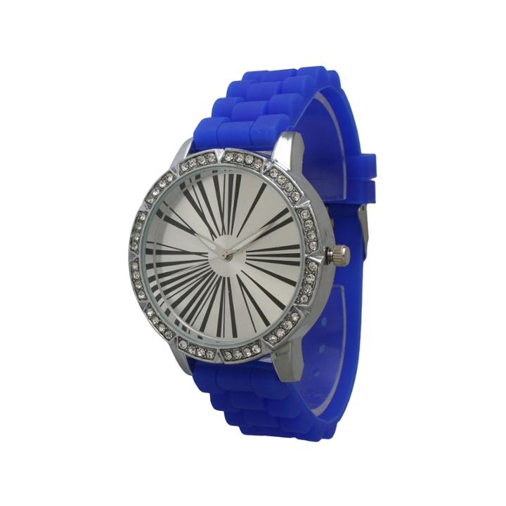 Olivia Pratt Womens Rhinestone Bezel Roman Numeral Dial Royal Silicon Watch 20369royal