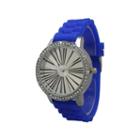 Olivia Pratt Womens Rhinestone Bezel Roman Numeral Dial Royal Silicon Watch 20369royal