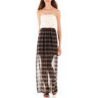 City Triangles Strapless Belted Lace Print Maxi Dress