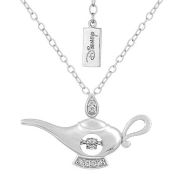 Enchanted Disney Fine Jewelry Womens Diamond Accent Genuine White Diamond Aladdin Pendant Necklace