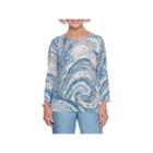 Alfred Dunner Silver Belles 3/4 Sleeve Crew Neck Paisley Pullover Sweater
