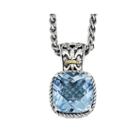Shey Couture Genuine Blue Topaz Sterling Silver With 14k Yellow Gold Pendant Necklace