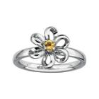 Personally Stackable Lab-created Citrine Sterling Silver Flower Stackable Ring
