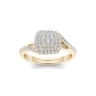 1/2 Ct. T.w. Diamond Cluster 10k Yellow Gold Engagement Ring