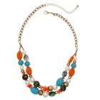 Mixit Coral Turq Pearl Beaded Necklace