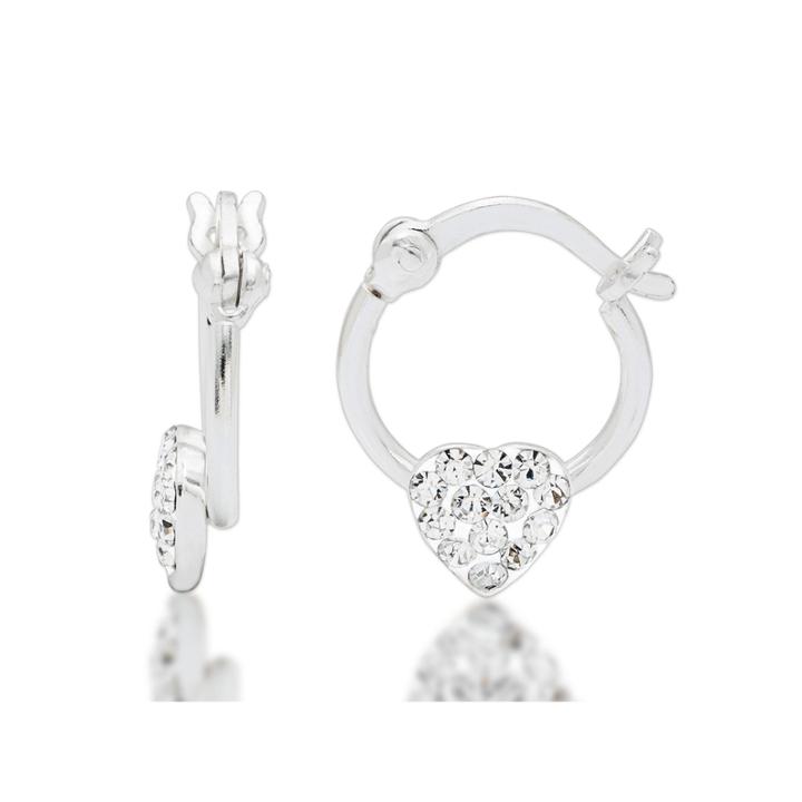 Sterling Silver White Crystal Hoop Earrings