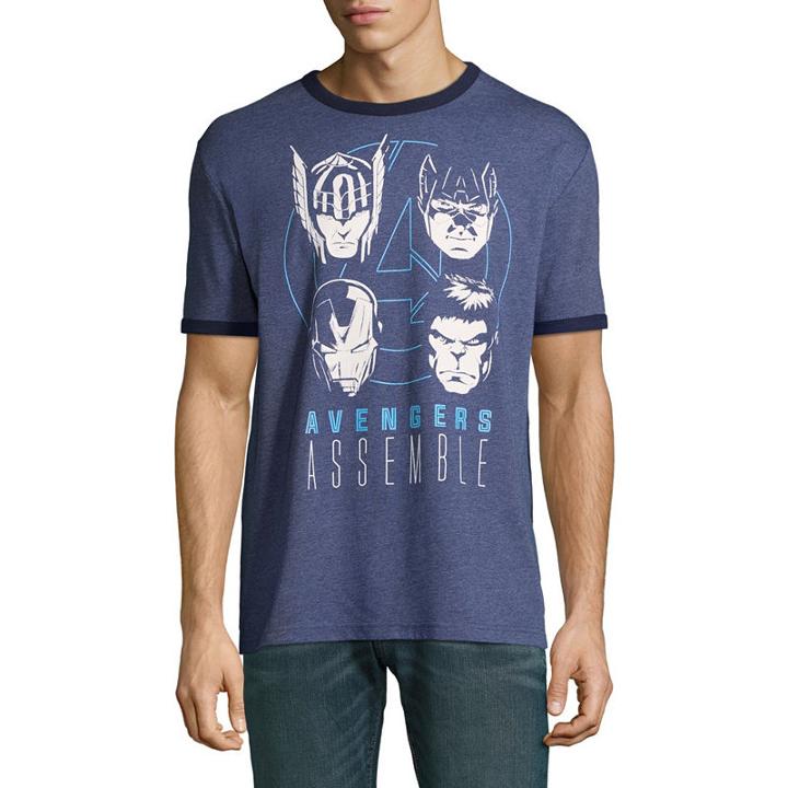Avengers Assemble In Darkness Ringer Graphic Tee