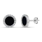 Black Onyx Sterling Silver 9mm Round Stud Earrings