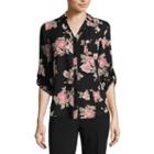 By & By 3/4 Sleeve Floral Button-front Shirt-juniors
