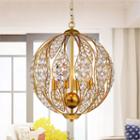 Dulne Antique Goldtone Metal 13-inch 3-light Crystal Globe Pendant