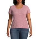Arizona Short Sleeve Straight Neck T-shirt-womens Juniors Plus