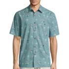 Island Shores Short Sleeve Printed Cotton Button-front Shirt
