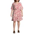 Luxology 3/4 Sleeve Floral Wrap Dress-plus