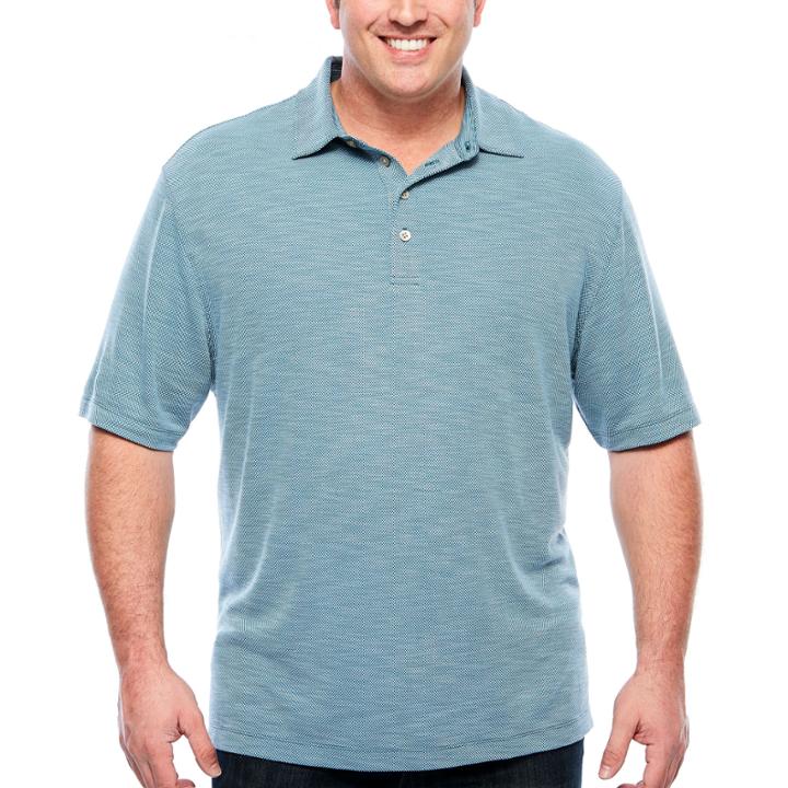Van Heusen Short Sleeve Two Tone Textured Slub Box Polo- Big And Tall