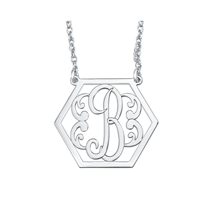Personalized Hexagon Initial Necklace