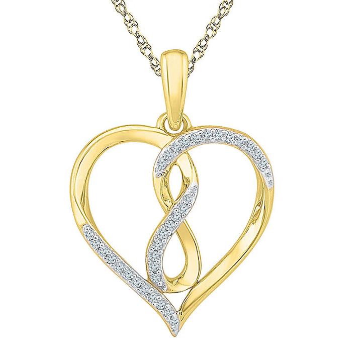 Womens 1/10 Ct. T.w. White Diamond Heart Pendant Necklace Set