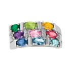 Celebrations Of Life Womens Simulated Multi Color Multi Stone Sterling Silver Band