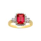 Lab-created Ruby And White Sapphire 14k Yellow Gold Over Sterling Silver Ring