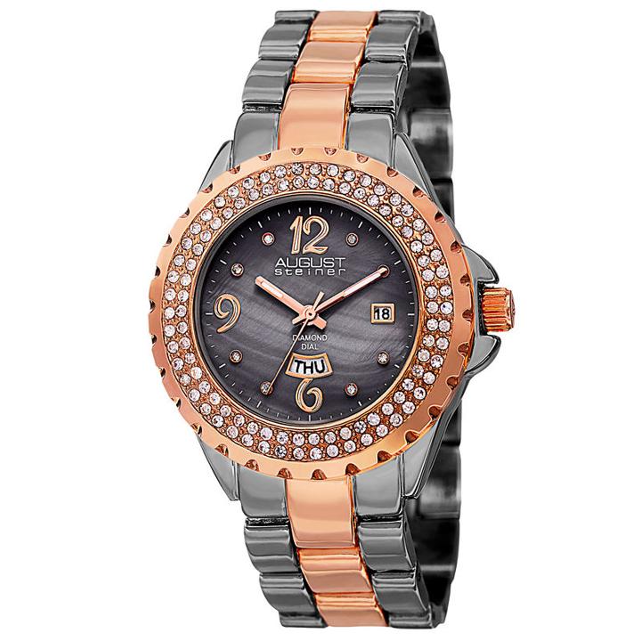 August Steiner Womens Two Tone Strap Watch-as-8156ttr