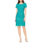 Studio 1 Short Sleeve Embroidered Ombre Sheath Dress