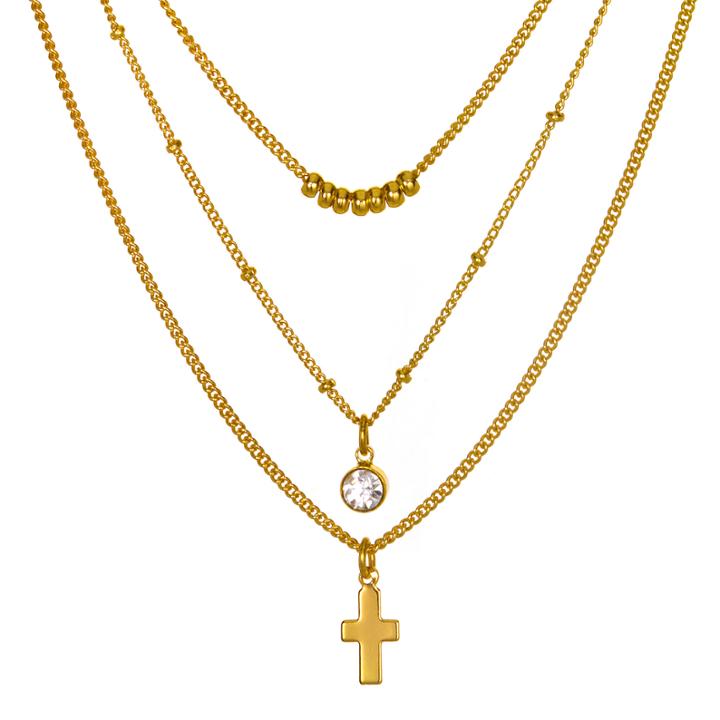 Mixit&trade; Crystal-accent 3-row Cross And Bead Necklace