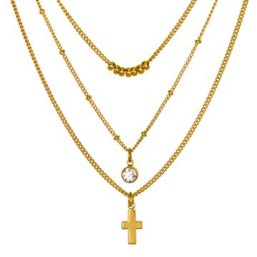 Mixit&trade; Crystal-accent 3-row Cross And Bead Necklace