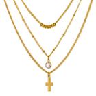 Mixit&trade; Crystal-accent 3-row Cross And Bead Necklace