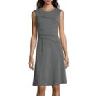London Style Collection Sleeveless Diagonal-seam Fit-and-flare Dress