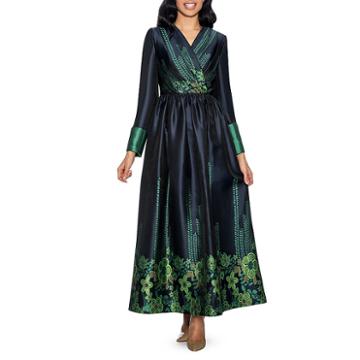 Giovanna Collection Women's Digital Weave Pleated Long Dress