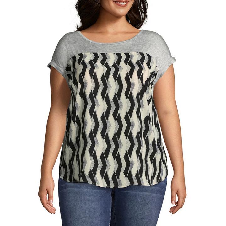 Alyx Short Sleeve Round Neck Geometric T-shirt - Plus