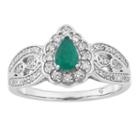 Womens 1/3 Ct. T.w. Green Emerald 10k Gold Cocktail Ring