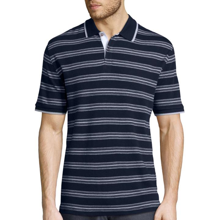 Claiborne Short-sleeve Interlock Striped Polo