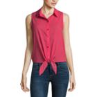 By & By Modern Fit Sleeveless Button-front Shirt-juniors