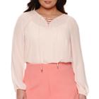 Worthington Long-sleeve Lace-up Blouse - Plus