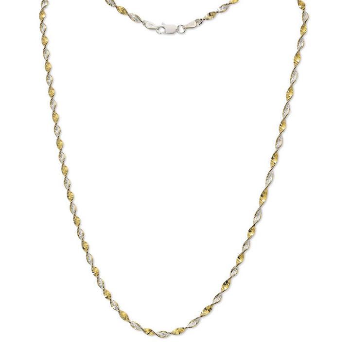 Made In Italy Sterling Silver Gold Over Silver 24 Inch Chain Necklace