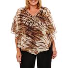 Alfred Dunner Jungle Habitat Short Sleeve Layered Top Plus