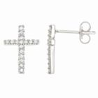 1/4 Ct. T.w. Genuine White Diamond Cross Stud Earrings