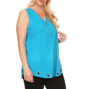 Kaily K. Tank With Metal Zipper & Grommets - Plus