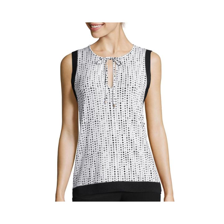 Worthington Sleeveless Trapeze Rib-trim Top - Tall