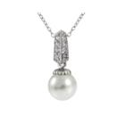 Cubic Zirconia And Simulated Pearl Silver-plated Pendant Necklace