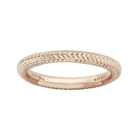 Personally Stackable 18k Rose Gold Over Sterling Silver Braid Dome Ring
