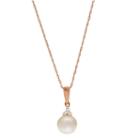 Womens Diamond Accent White Cultured Freshwater Pearls 14k Rose Gold Pendant Necklace