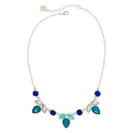 Liz Claiborne Blue Stones Silver-tone Collar Necklace