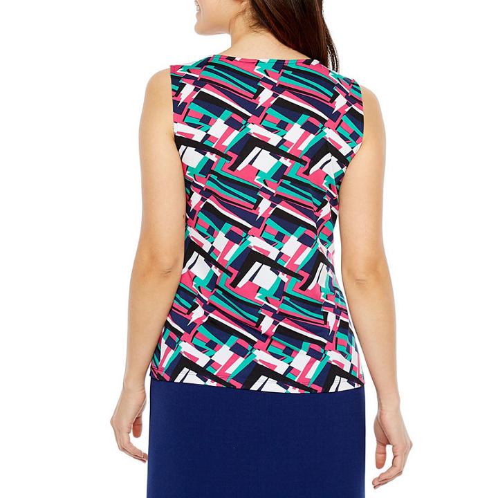 Chelsea Rose Sleeveless Keyhole Neck Matte Jersey Blouse