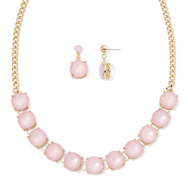 Mixit&trade; Pink Gold-tone Necklace And Earring Set