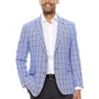 Stafford Linen Cotton Blue Windowpane Sport Coat- Classic Fit