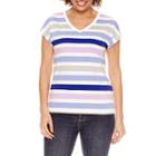 St. John's Bay Short Sleeve V Neck T-shirt-womens Petites