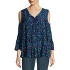 St. John's Bay Long Sleeve V Neck Woven Floral Blouse-talls