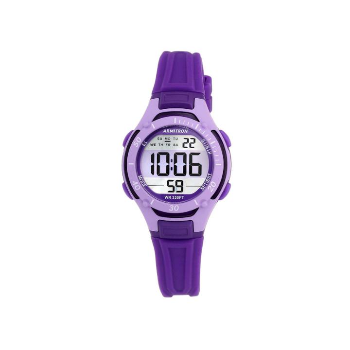 Armitron Pro-sport Womens Purple Resin Strap Chronograph Sport Watch 45/7062pur